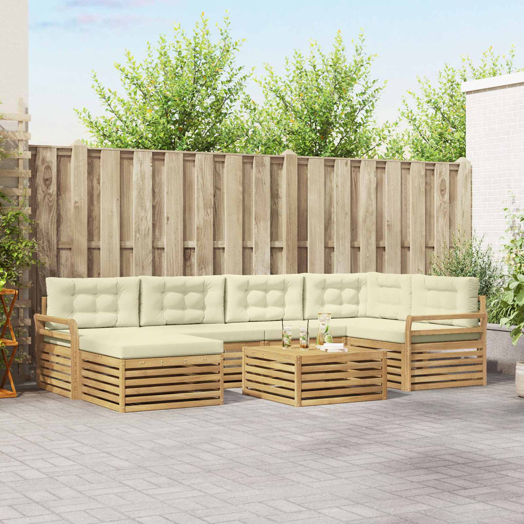 Outdoor-Sofagarnitur mit Kissen 7 pcs Weiß und Creme