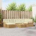 Outdoor-Sofagarnitur mit Kissen 7 pcs Weiß und Creme