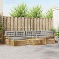 Outdoor-Sofagarnitur mit Kissen 7 pcs Weiß und Hellgrau