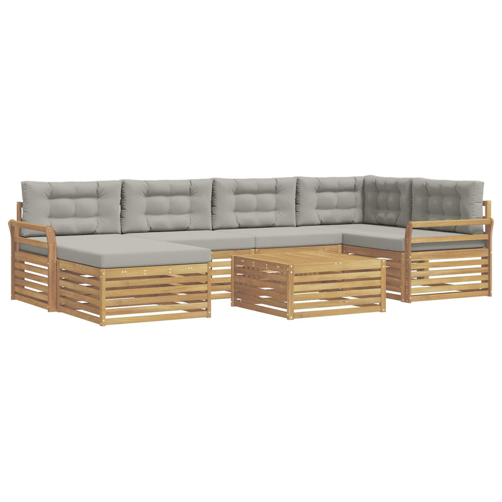 Outdoor-Sofagarnitur mit Kissen 7 pcs Weiß und Hellgrau
