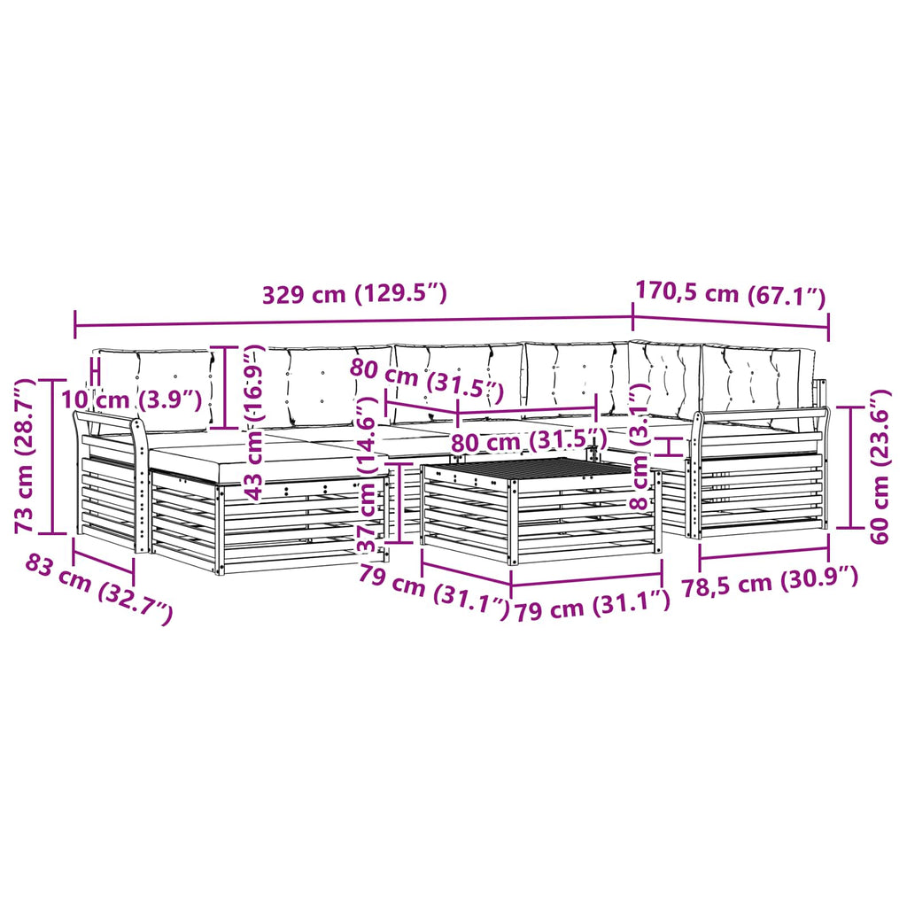 Outdoor-Sofagarnitur mit Kissen 7 pcs Weiß und Anthrazit
