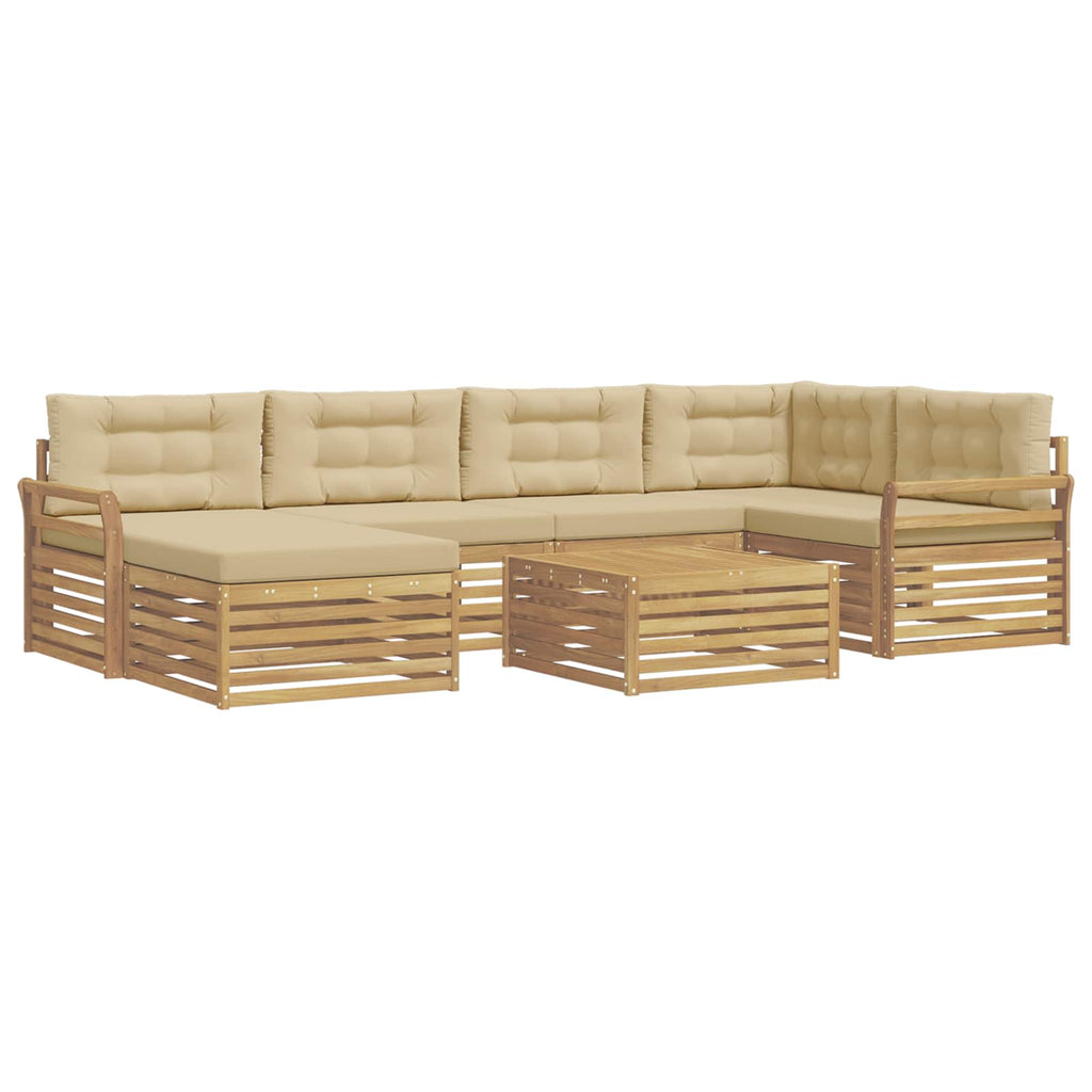 Outdoor-Sofagarnitur mit Kissen 7 pcs Weiß und Beige