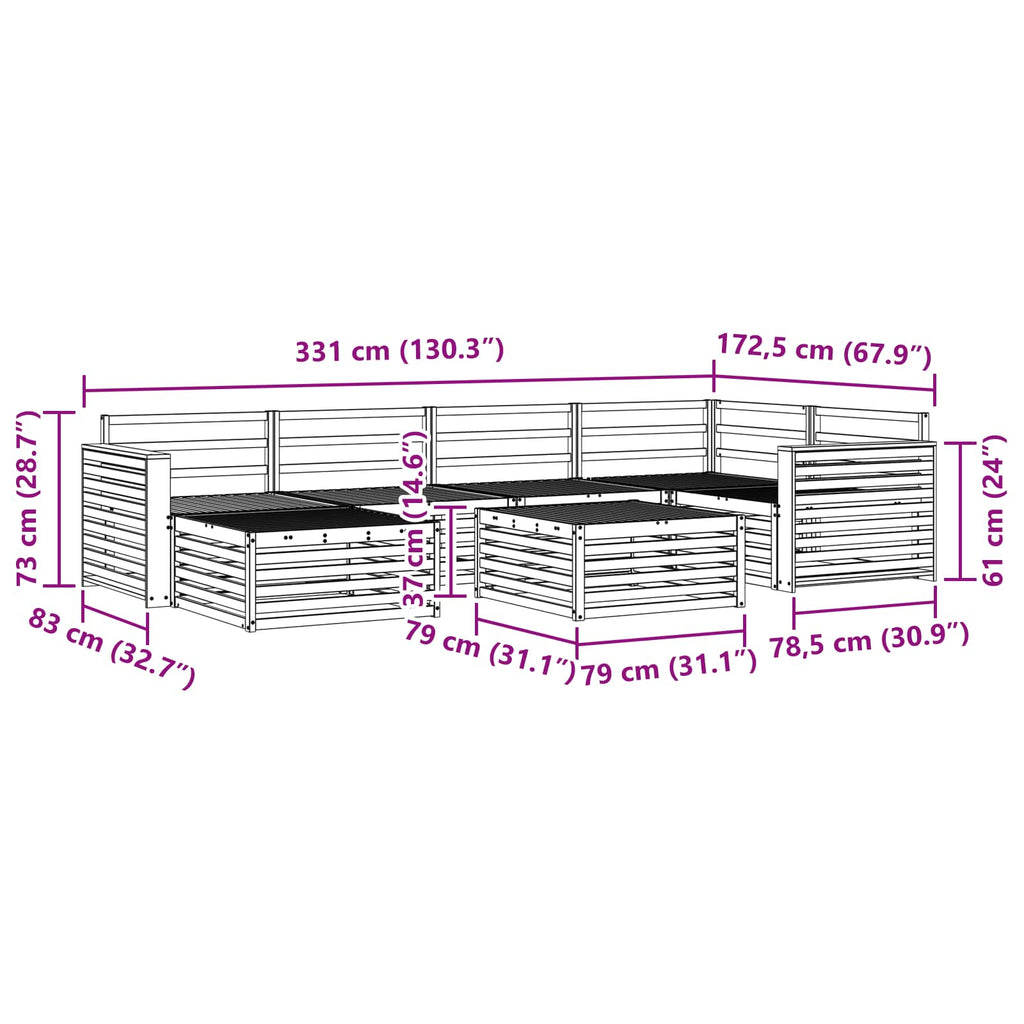 Outdoor-Sofagarnitur 7 pcs Weiß Massivholz Akazie