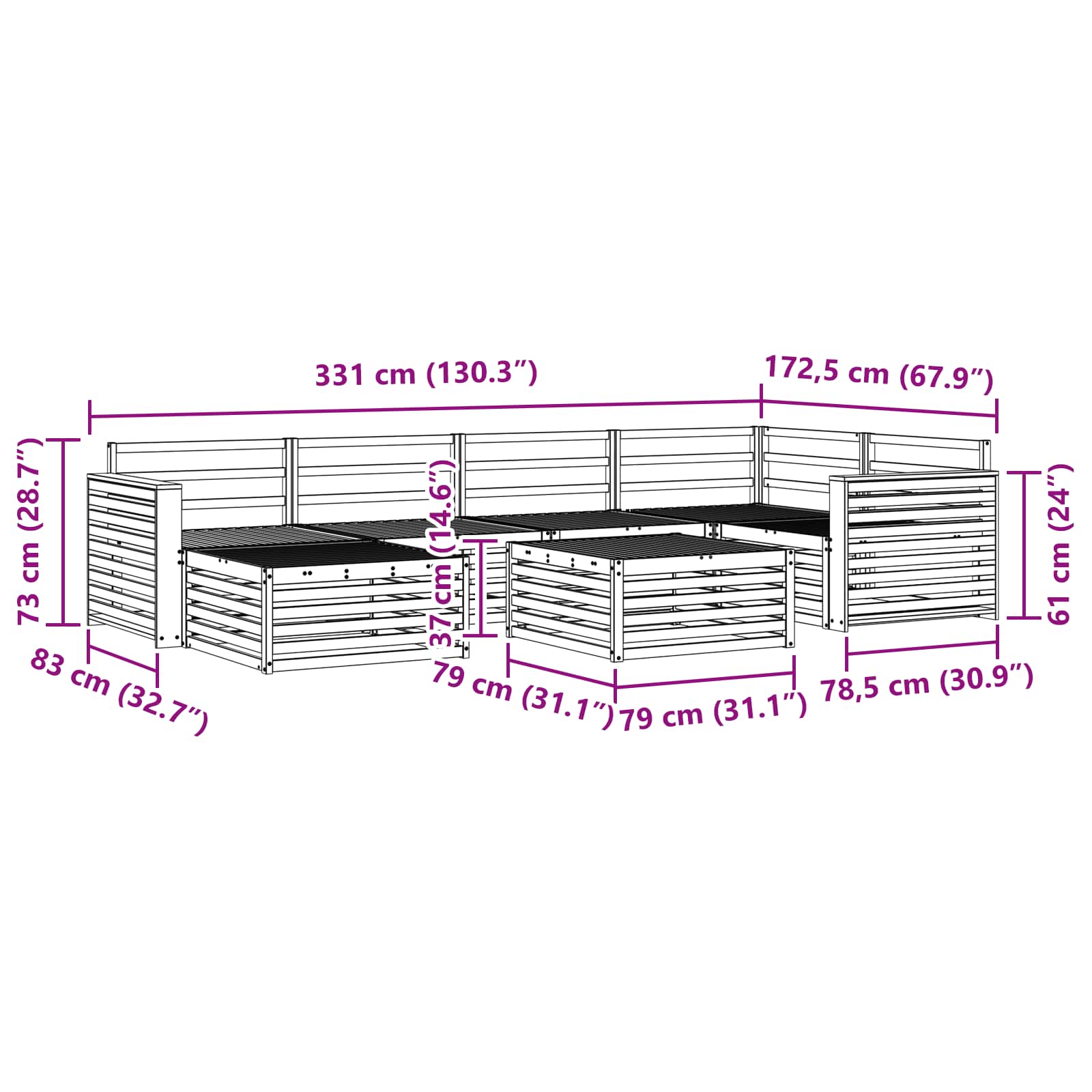 Outdoor-Sofagarnitur 7 pcs Weiß Massivholz Akazie