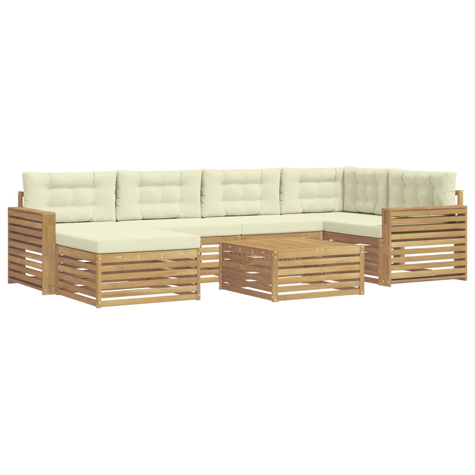 Outdoor-Sofagarnitur mit Kissen 7 pcs Weiß und Creme