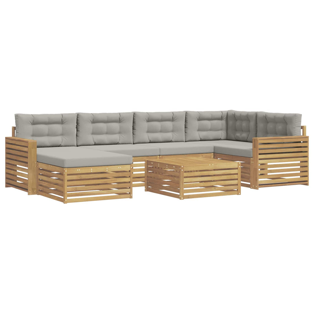 Outdoor-Sofagarnitur mit Kissen 7 pcs Weiß und Hellgrau