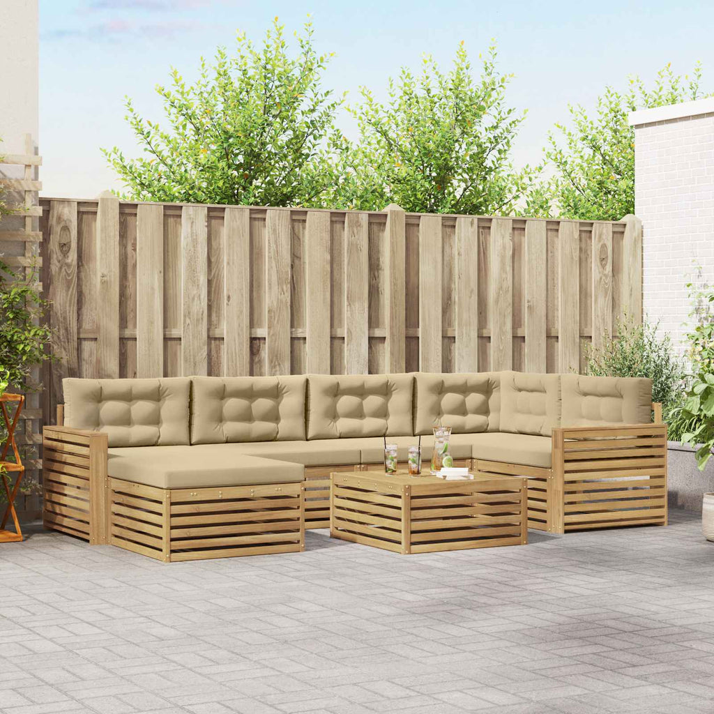 Outdoor-Sofagarnitur mit Kissen 7 pcs Weiß und Beige