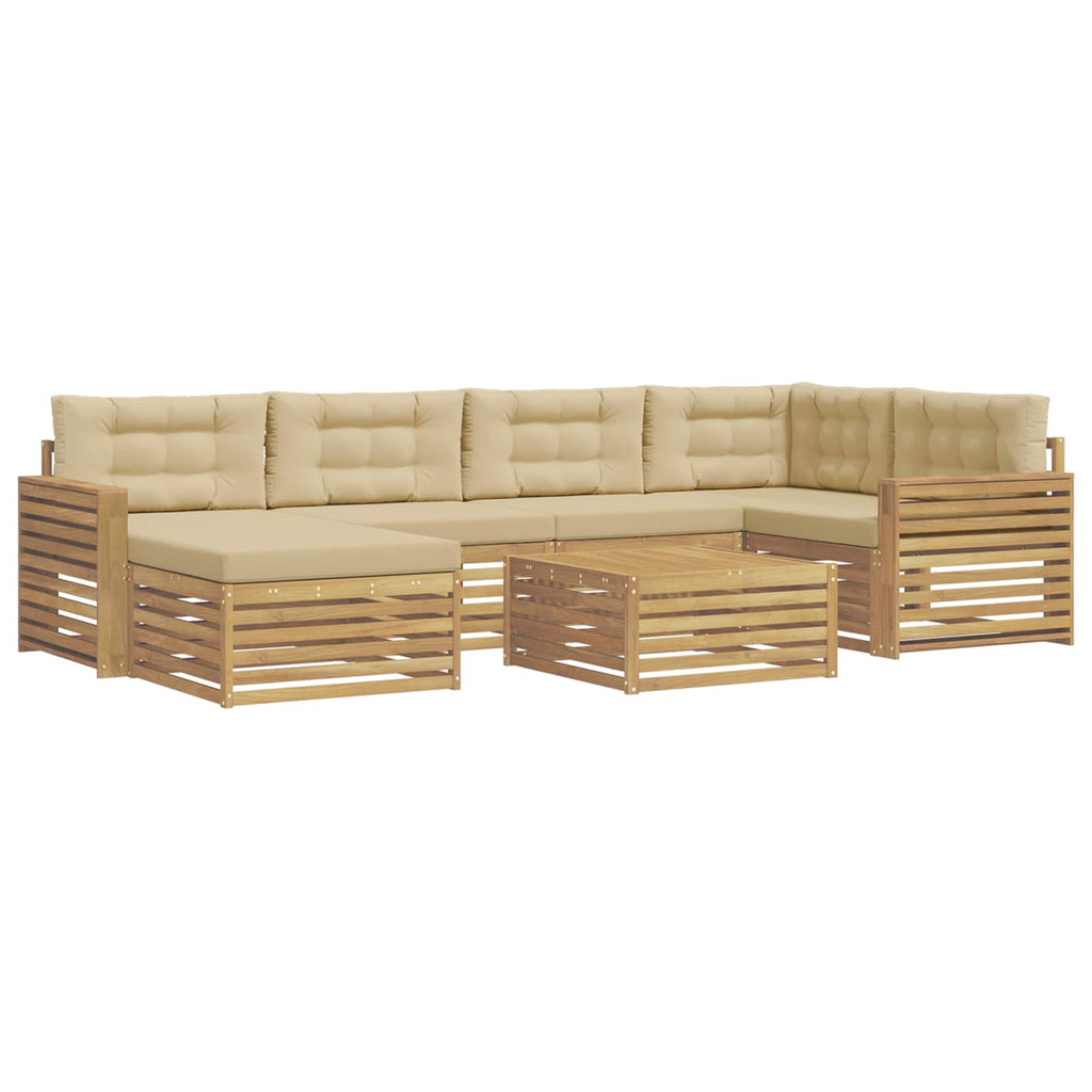 Outdoor-Sofagarnitur mit Kissen 7 pcs Weiß und Beige