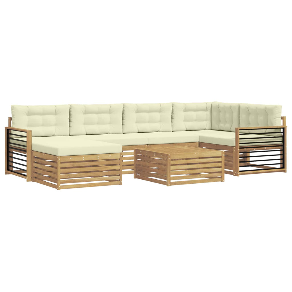 Outdoor-Sofagarnitur mit Kissen 7 pcs Weiß und Creme