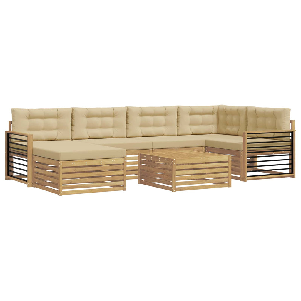 Outdoor-Sofagarnitur mit Kissen 7 pcs Weiß und Beige