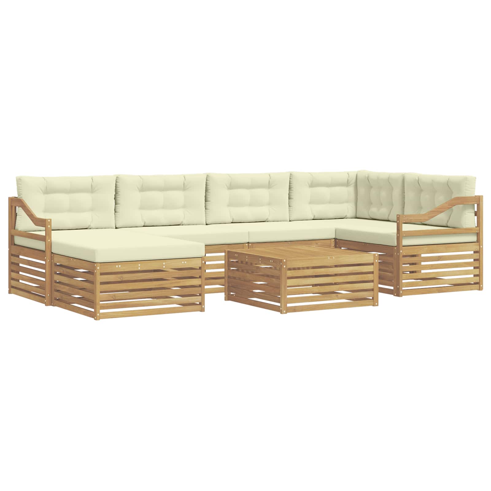 Outdoor-Sofagarnitur mit Kissen 7 pcs Weiß und Creme