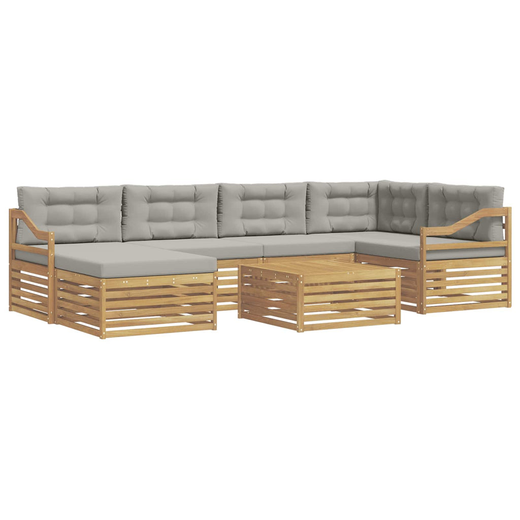Outdoor-Sofagarnitur mit Kissen 7 pcs Weiß und Hellgrau