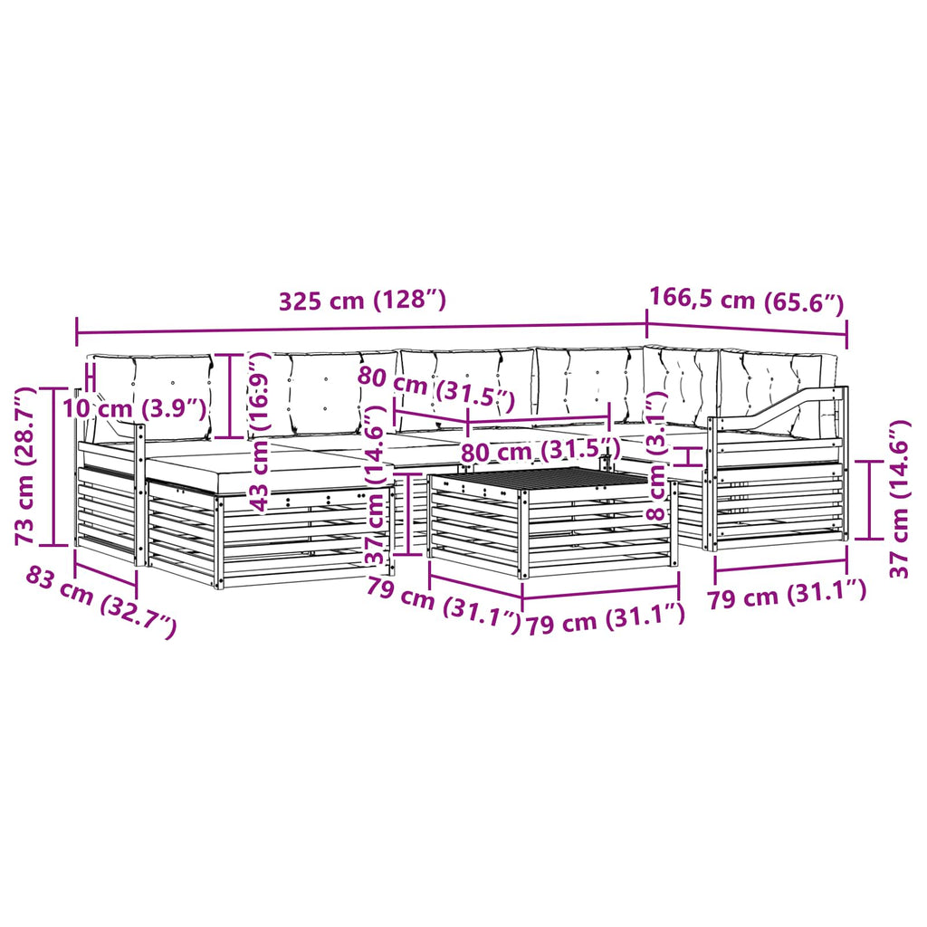 Outdoor-Sofagarnitur mit Kissen 7 pcs Weiß und Anthrazit