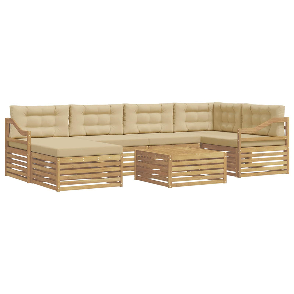 Outdoor-Sofagarnitur mit Kissen 7 pcs Weiß und Beige
