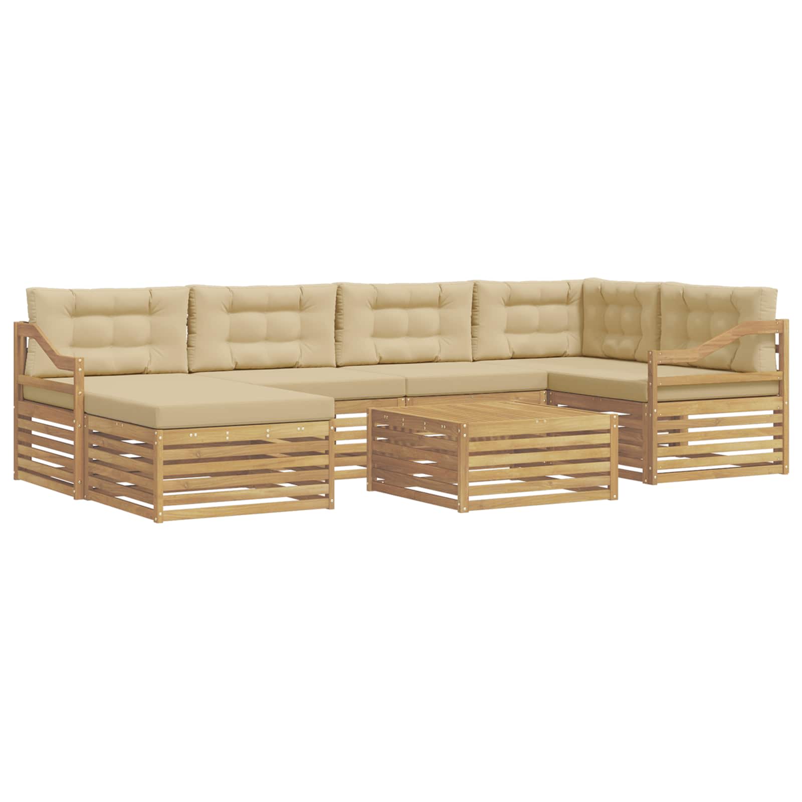 Outdoor-Sofagarnitur mit Kissen 7 pcs Weiß und Beige