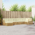 Outdoor-Sofagarnitur mit Kissen 7 pcs Weiß und Creme