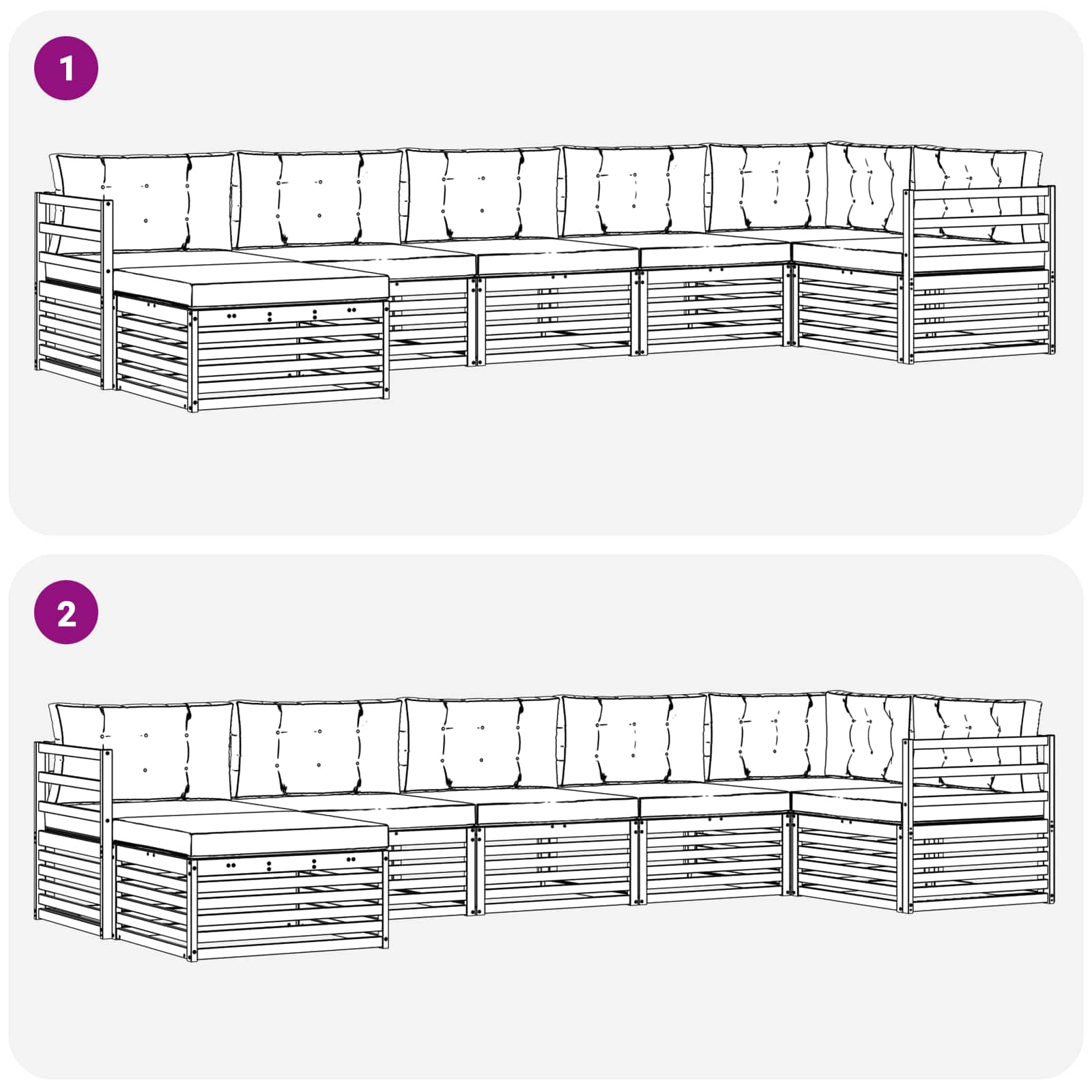 Outdoor-Sofagarnitur mit Kissen 7 pcs Weiß und Creme