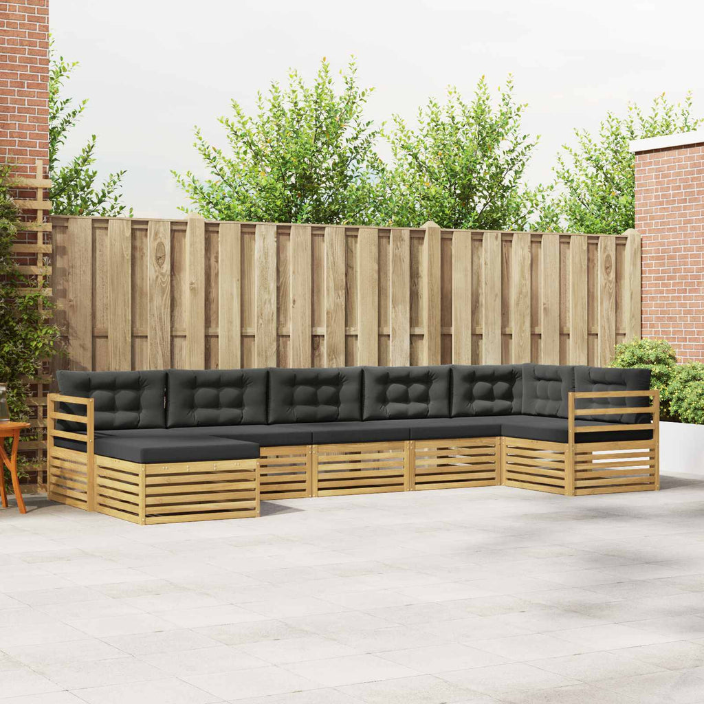 Outdoor-Sofagarnitur mit Kissen 7 pcs Weiß und Anthrazit
