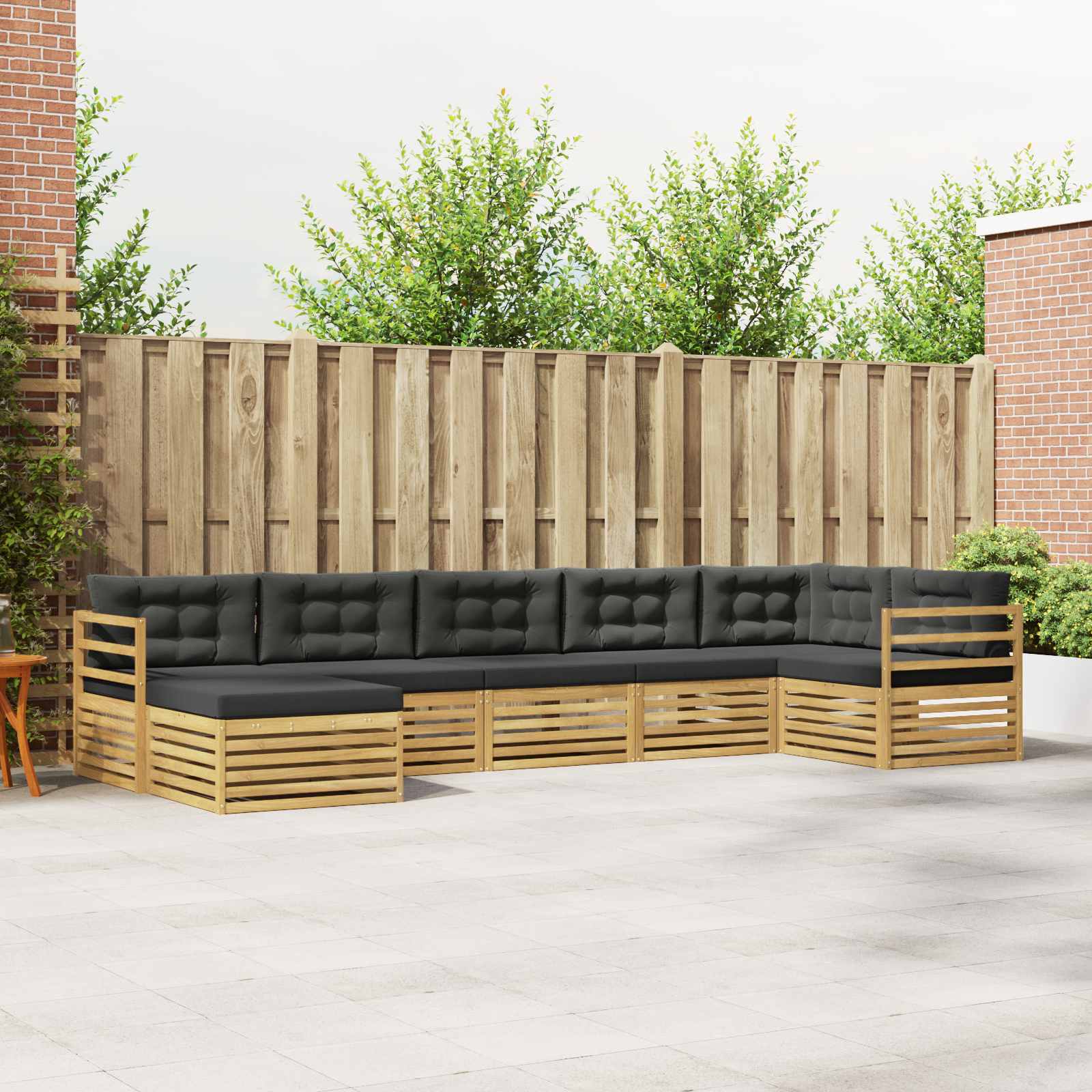 Outdoor-Sofagarnitur mit Kissen 7 pcs Weiß und Anthrazit