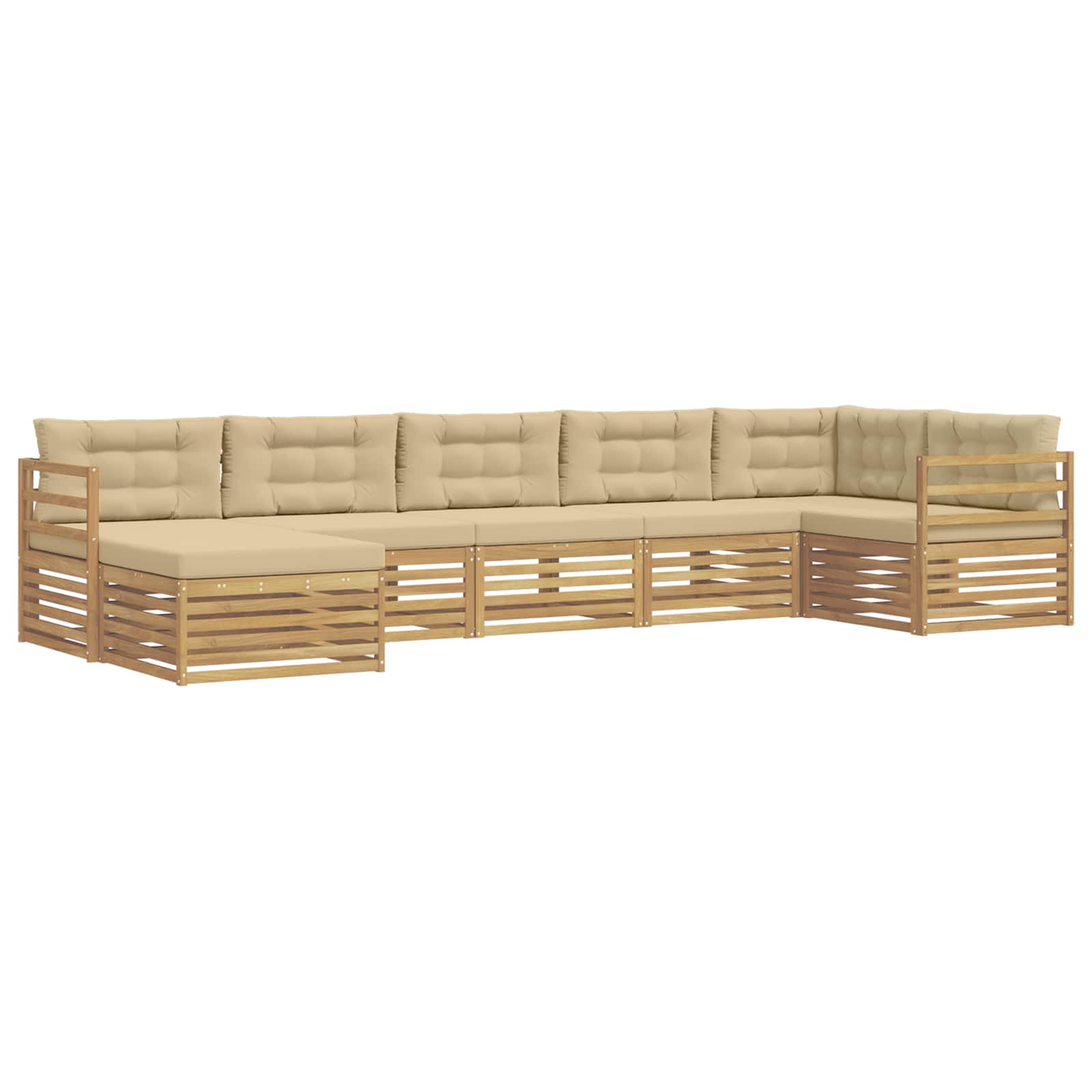 Outdoor-Sofagarnitur mit Kissen 7 pcs Weiß und Beige
