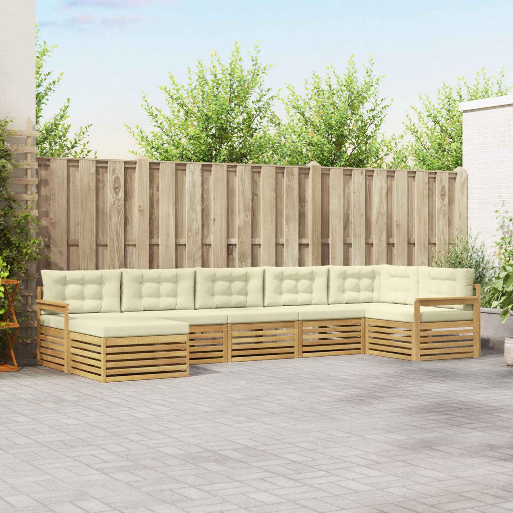 Outdoor-Sofagarnitur mit Kissen 7 pcs Weiß und Creme