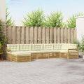 Outdoor-Sofagarnitur mit Kissen 7 pcs Weiß und Creme