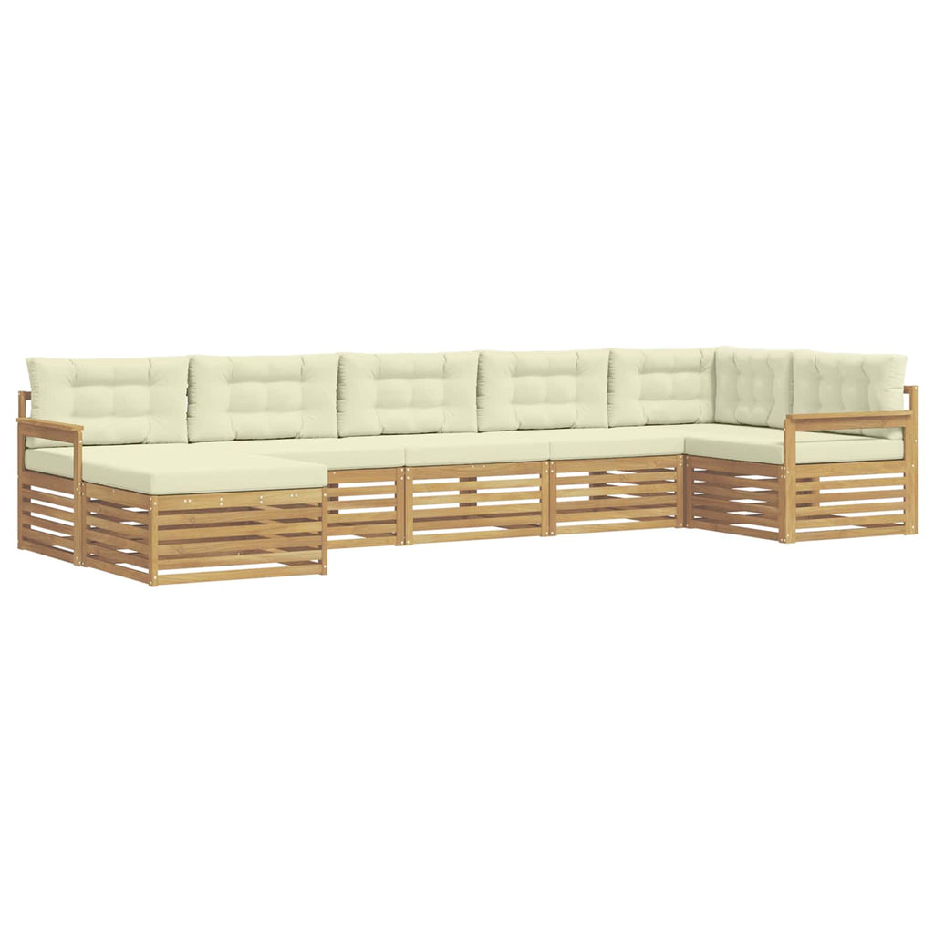 Outdoor-Sofagarnitur mit Kissen 7 pcs Weiß und Creme