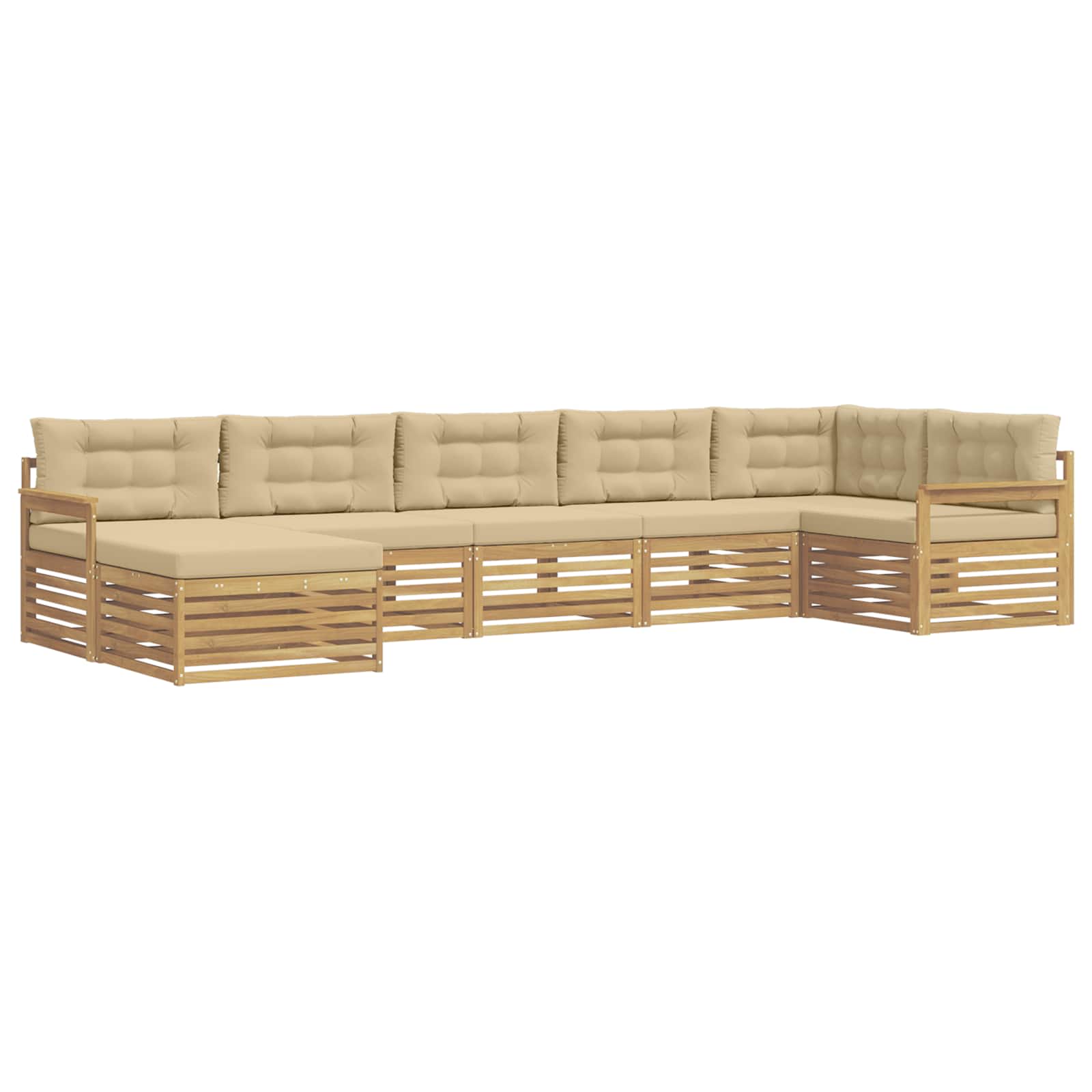 Outdoor-Sofagarnitur mit Kissen 7 pcs Weiß und Beige