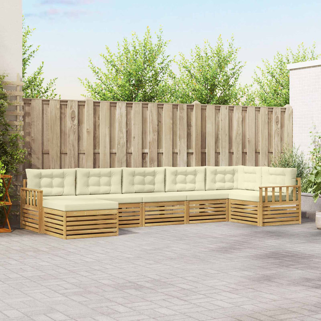 Outdoor-Sofagarnitur mit Kissen 7 pcs Weiß und Creme