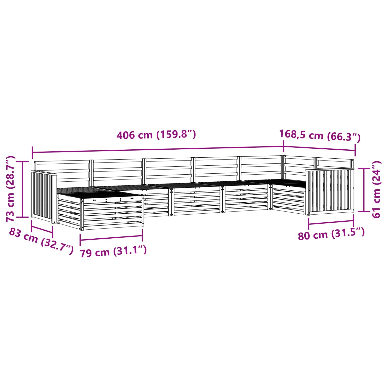 Outdoor-Sofagarnitur 7 pcs Weiß Massivholz Akazie