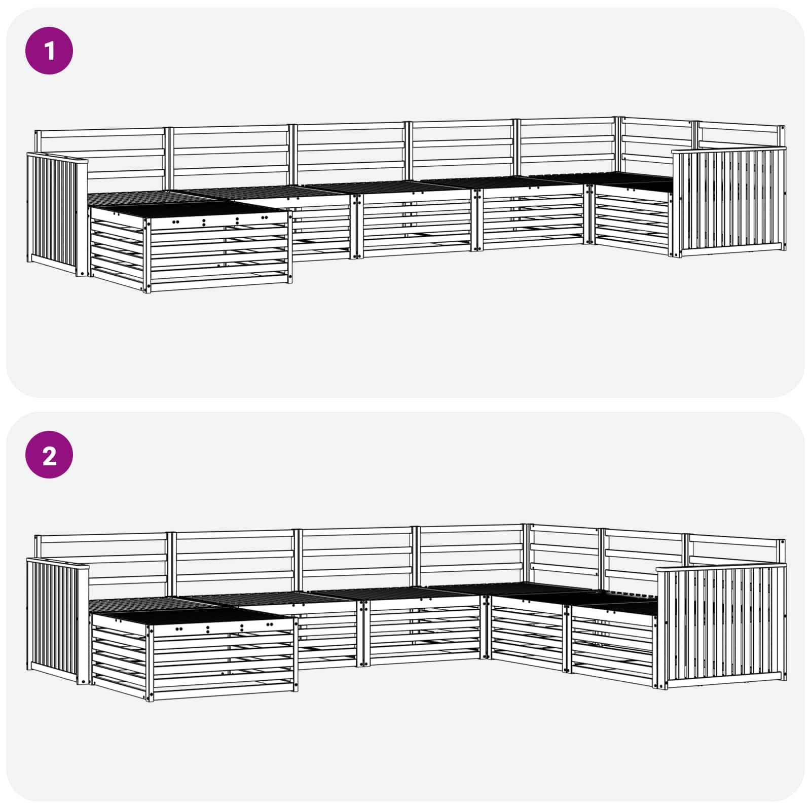 Outdoor-Sofagarnitur 7 pcs Weiß Massivholz Akazie