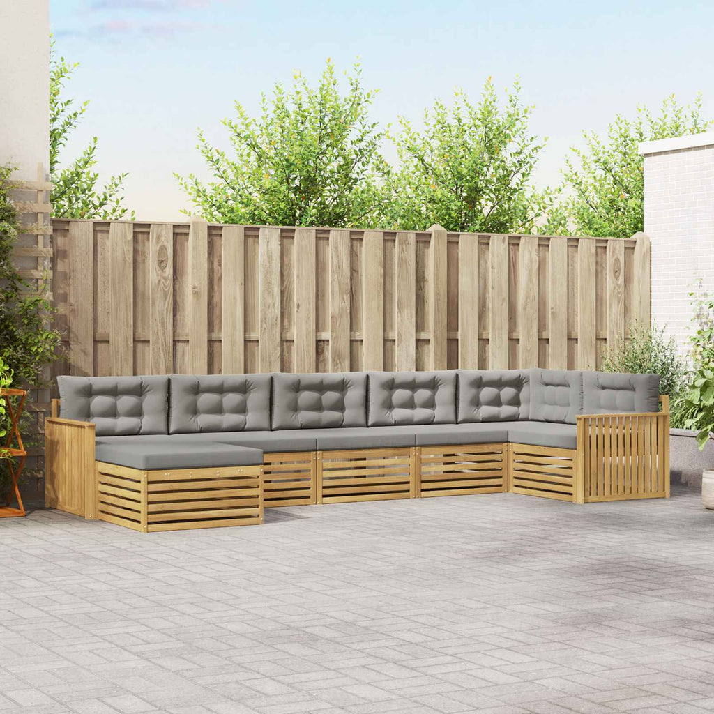Outdoor-Sofagarnitur mit Kissen 7 pcs Weiß und Hellgrau