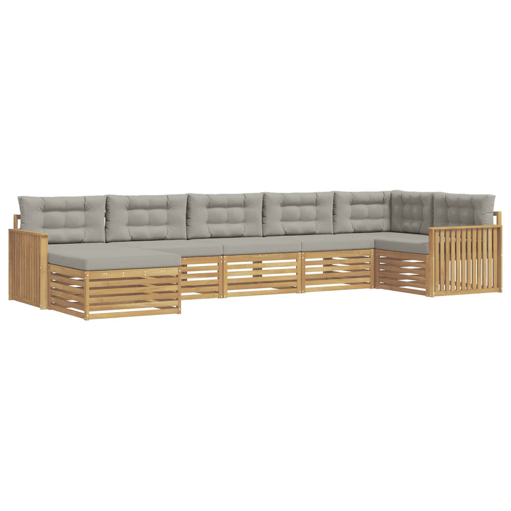 Outdoor-Sofagarnitur mit Kissen 7 pcs Weiß und Hellgrau