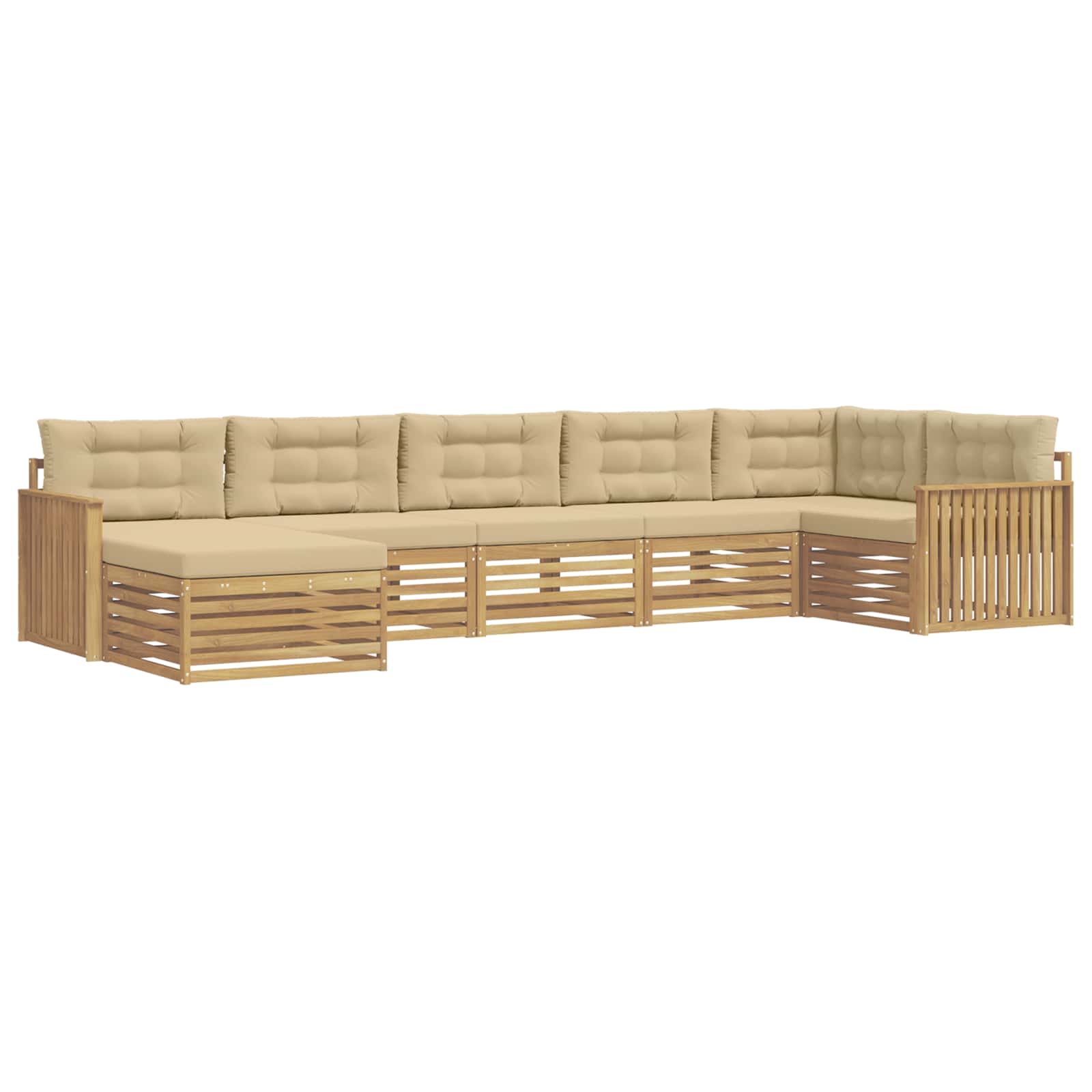 Outdoor-Sofagarnitur mit Kissen 7 pcs Weiß und Beige