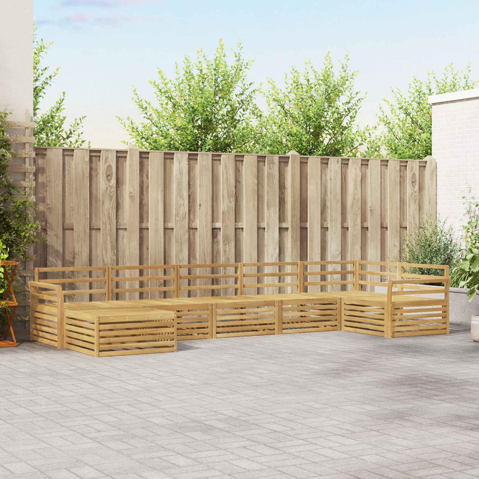 Outdoor-Sofagarnitur 7 pcs Weiß Massivholz Akazie