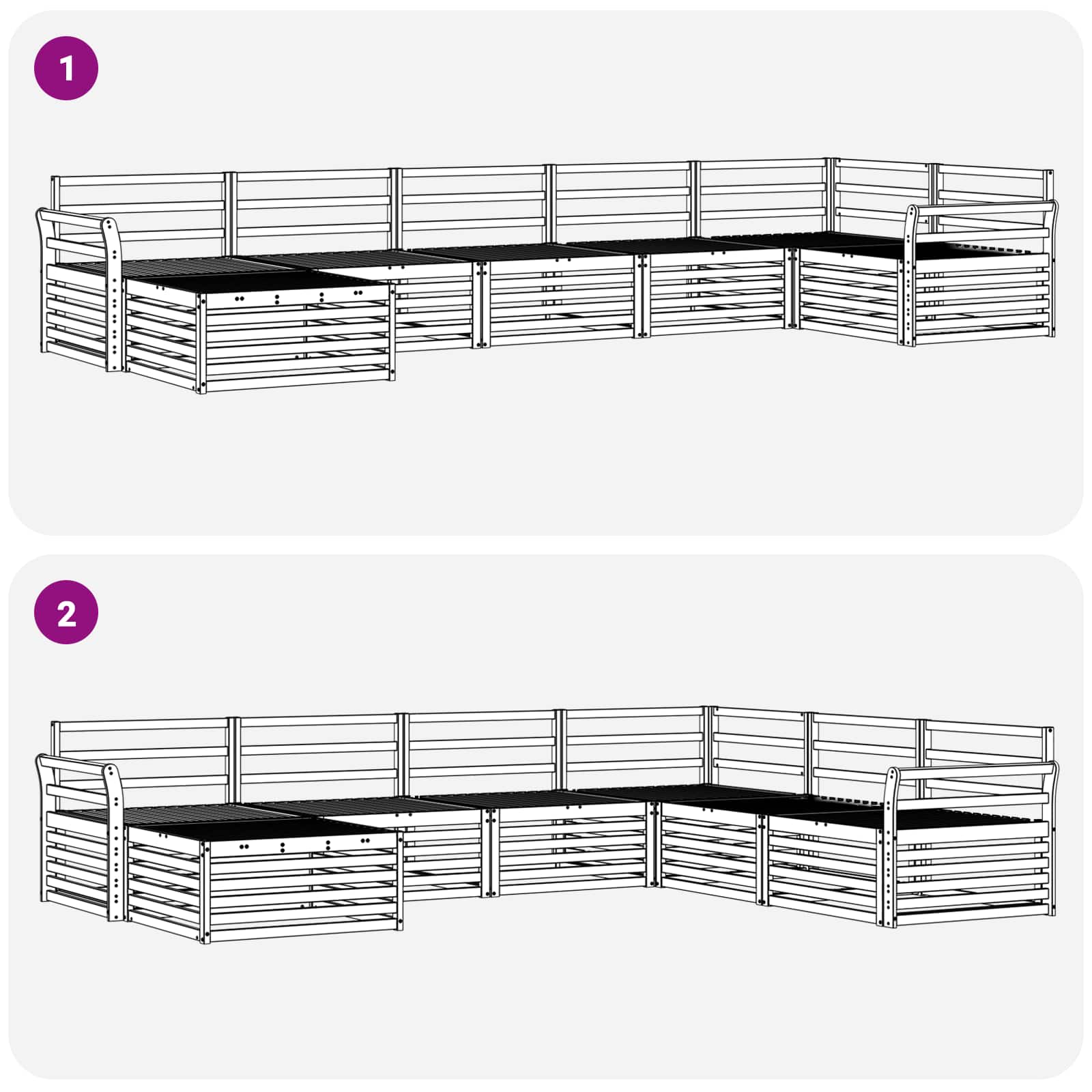 Outdoor-Sofagarnitur 7 pcs Weiß Massivholz Akazie