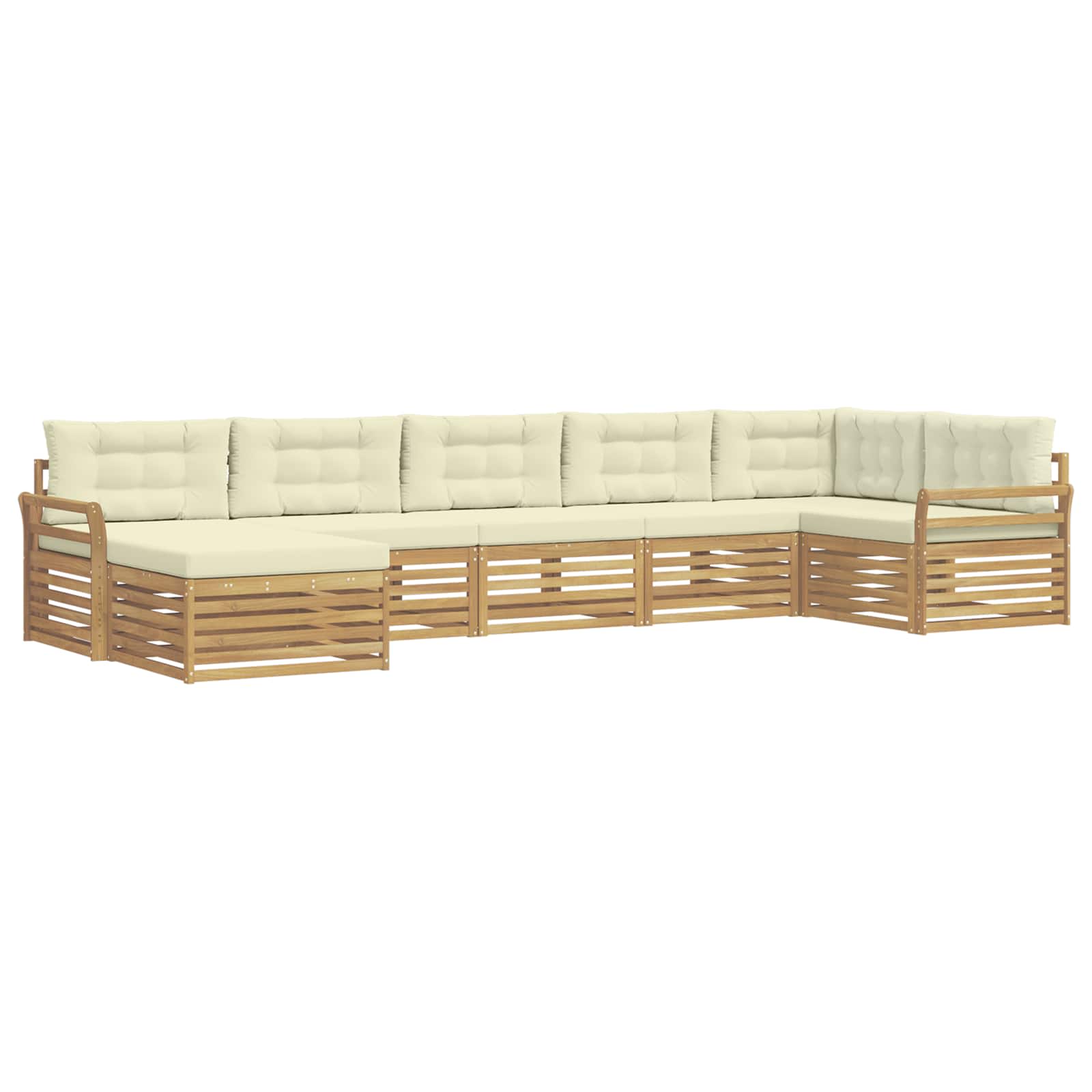 Outdoor-Sofagarnitur mit Kissen 7 pcs Weiß und Creme