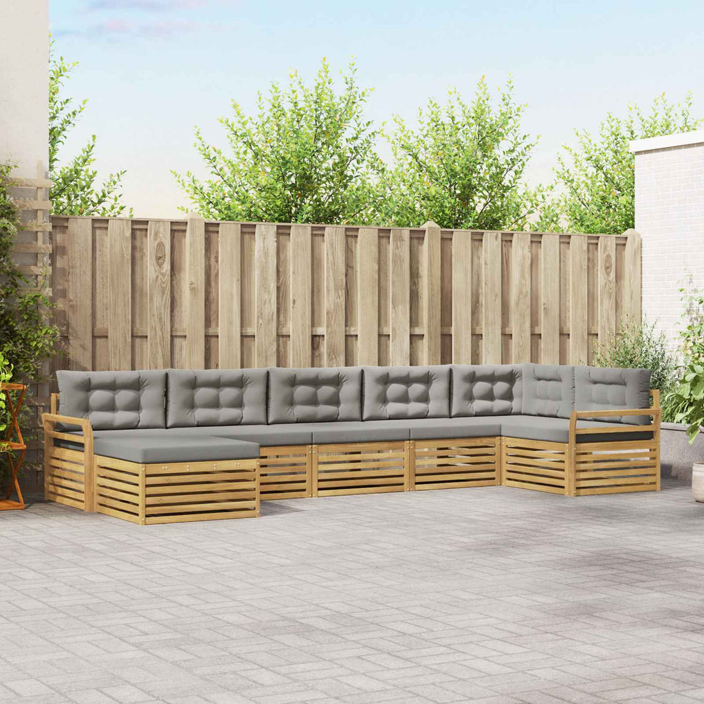 Outdoor-Sofagarnitur mit Kissen 7 pcs Weiß und Hellgrau
