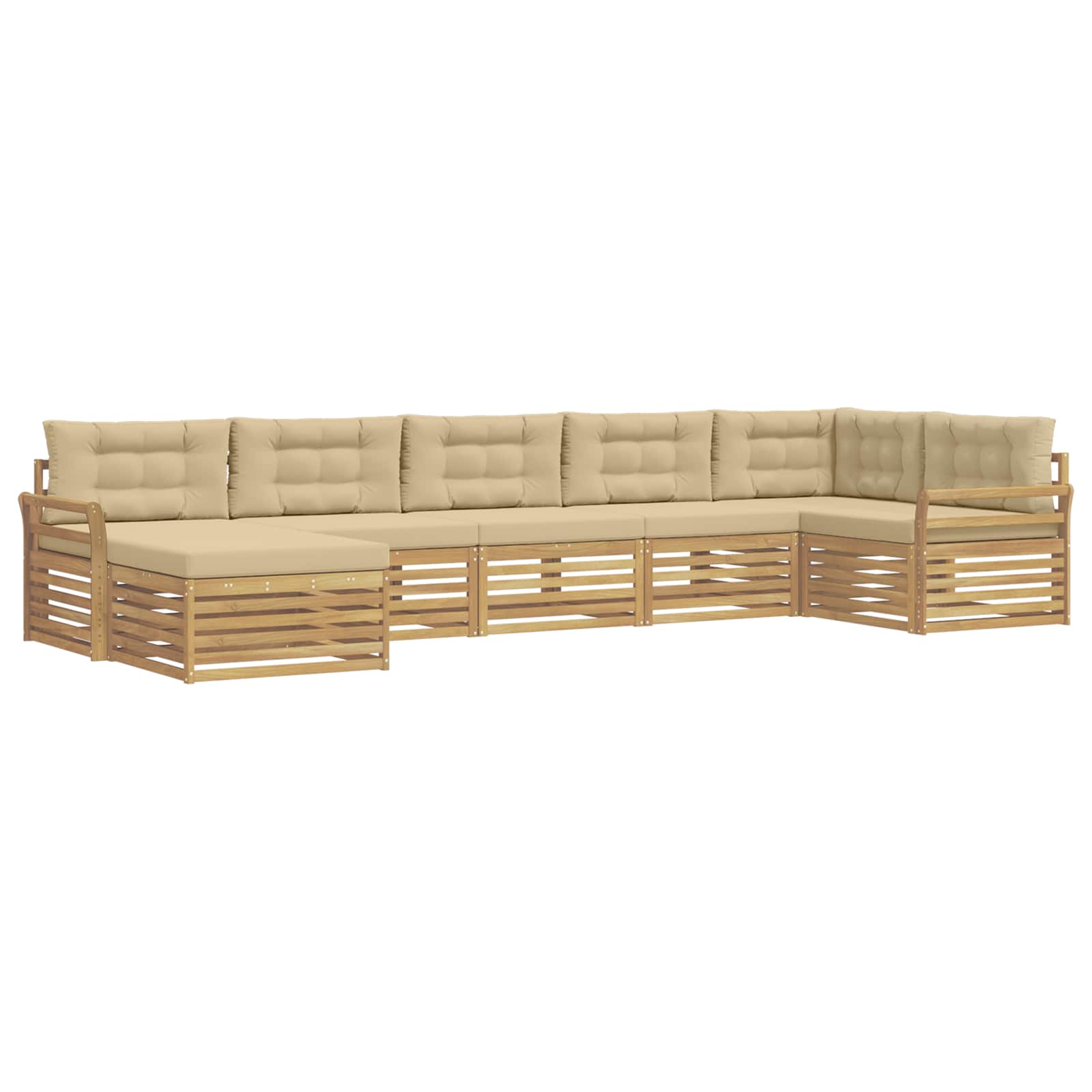 Outdoor-Sofagarnitur mit Kissen 7 pcs Weiß und Beige