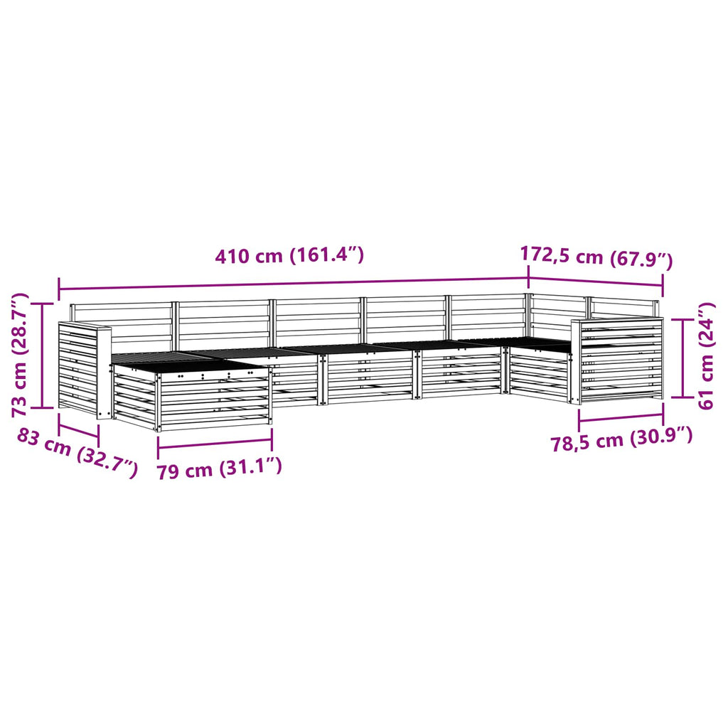 Outdoor-Sofagarnitur 7 pcs Weiß Massivholz Akazie