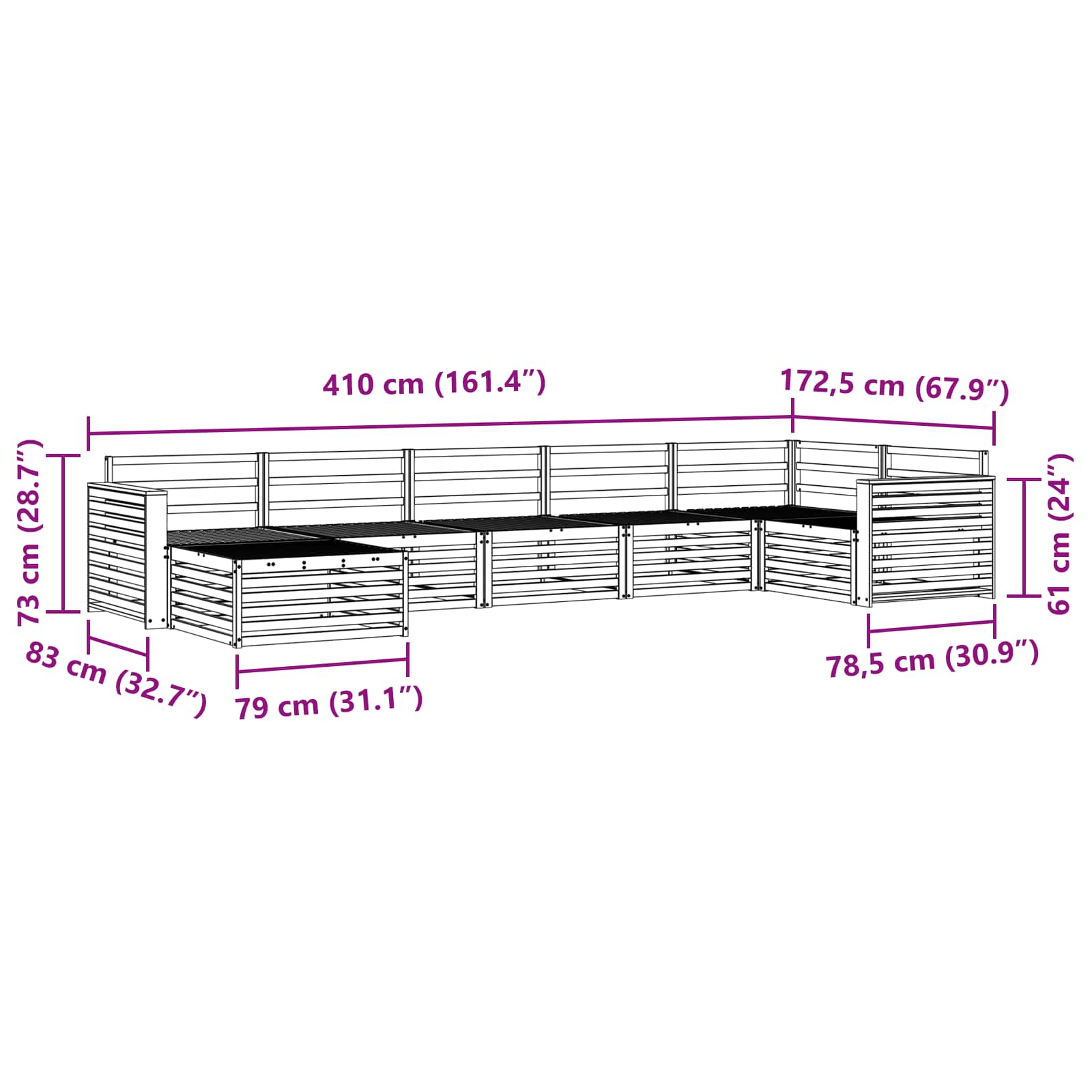 Outdoor-Sofagarnitur 7 pcs Weiß Massivholz Akazie