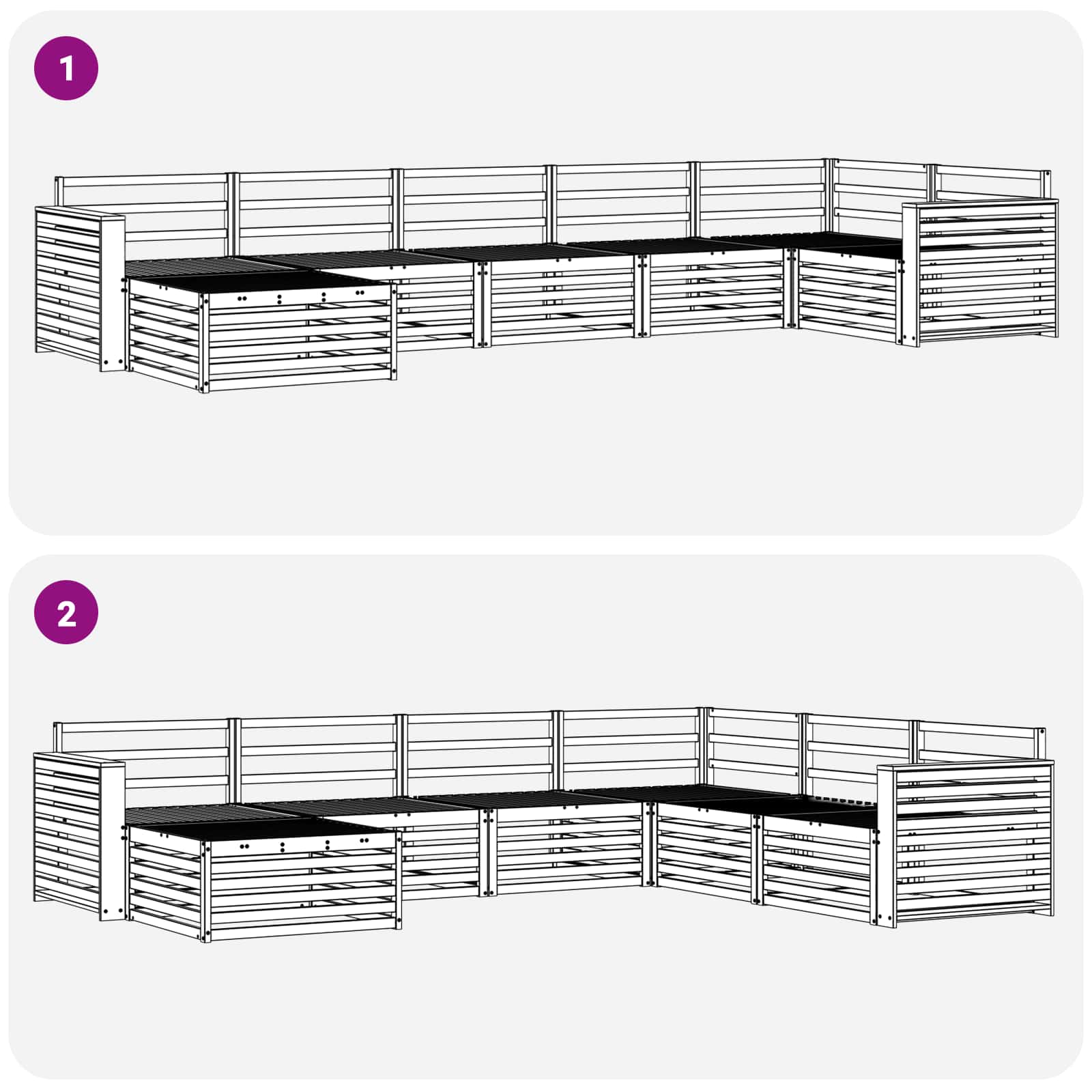 Outdoor-Sofagarnitur 7 pcs Weiß Massivholz Akazie