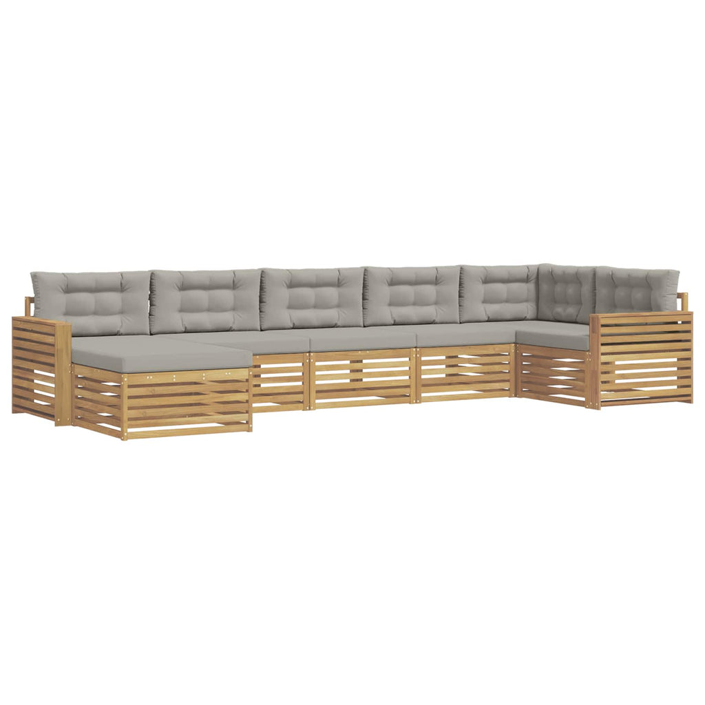 Outdoor-Sofagarnitur mit Kissen 7 pcs Weiß und Hellgrau