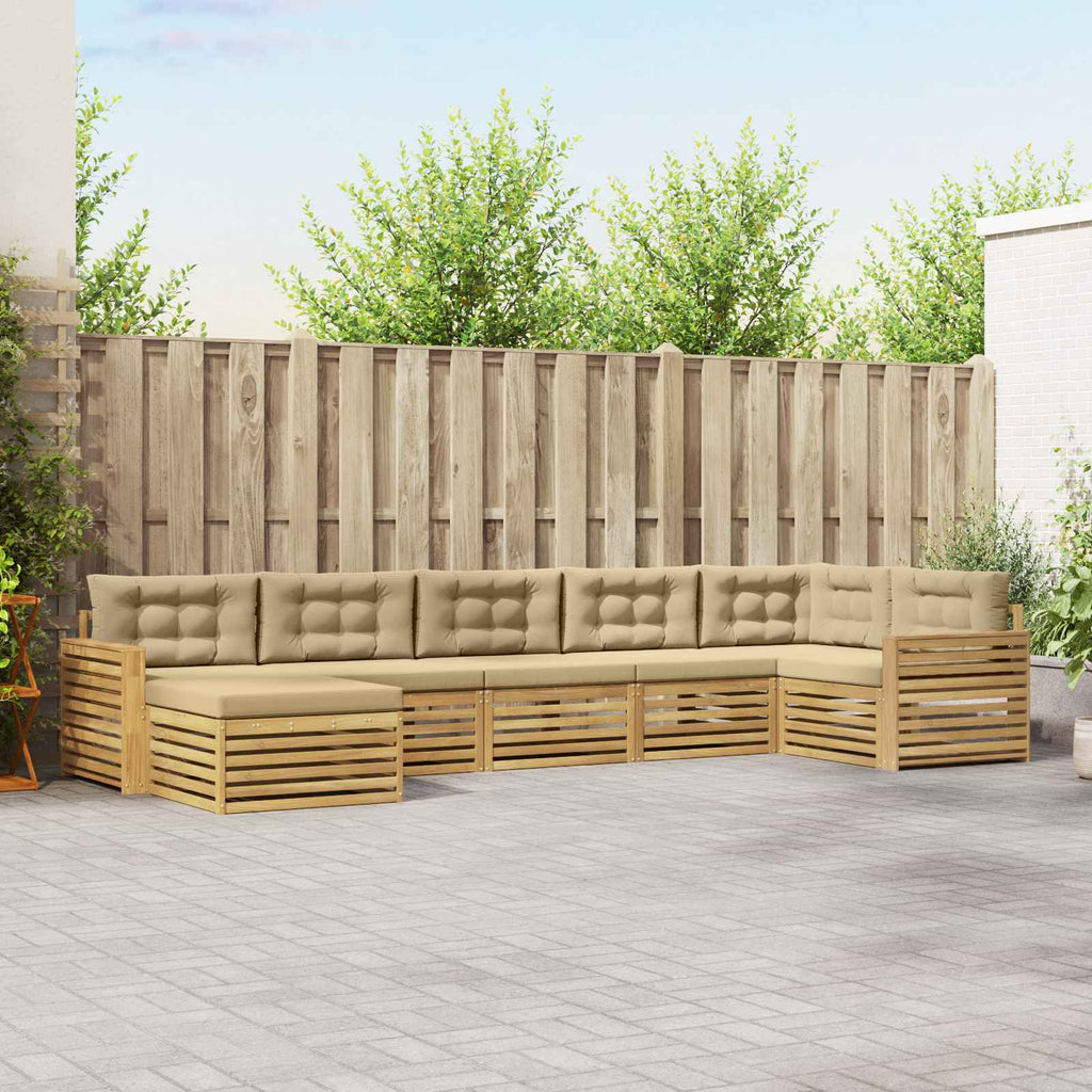 Outdoor-Sofagarnitur mit Kissen 7 pcs Weiß und Beige