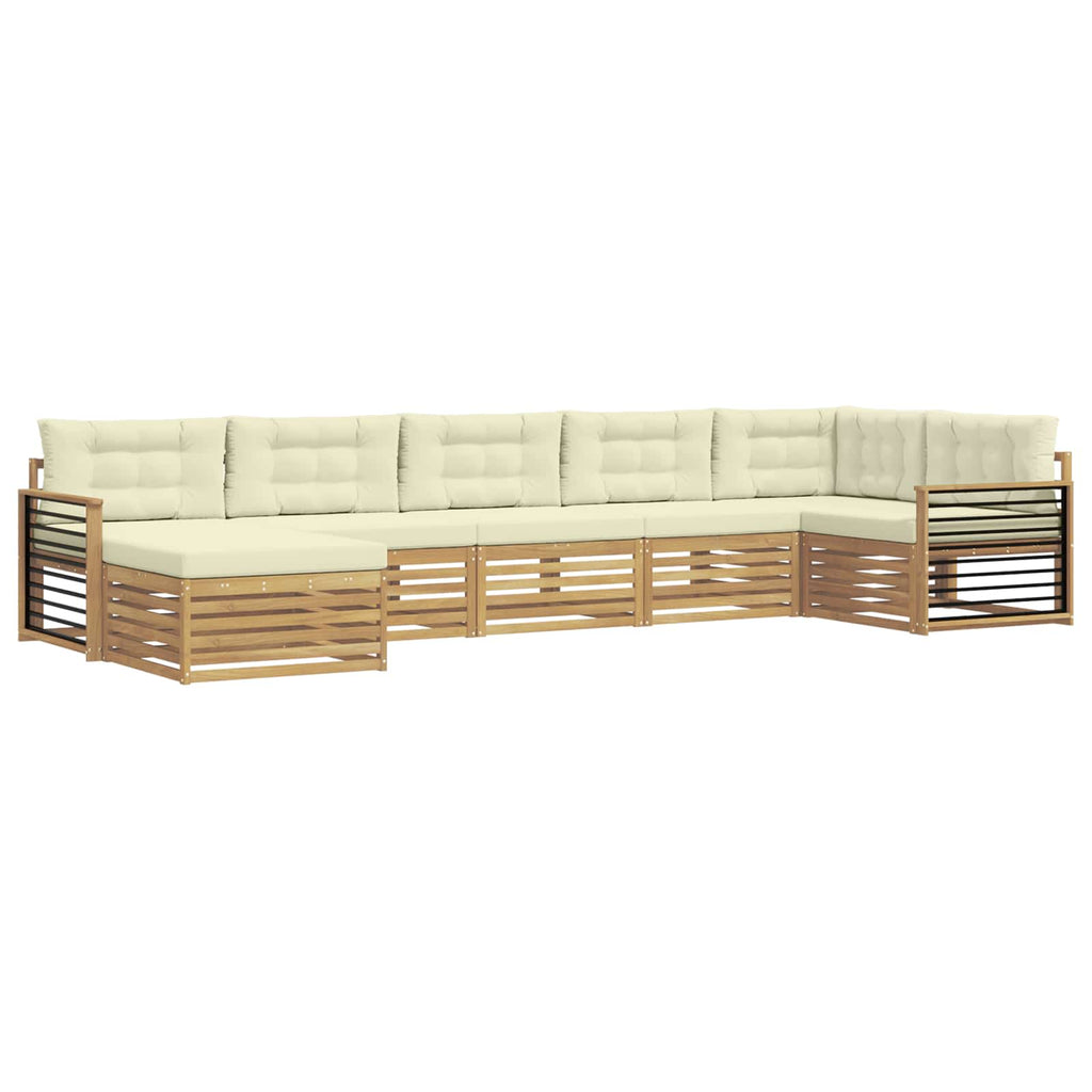 Outdoor-Sofagarnitur mit Kissen 7 pcs Weiß und Creme