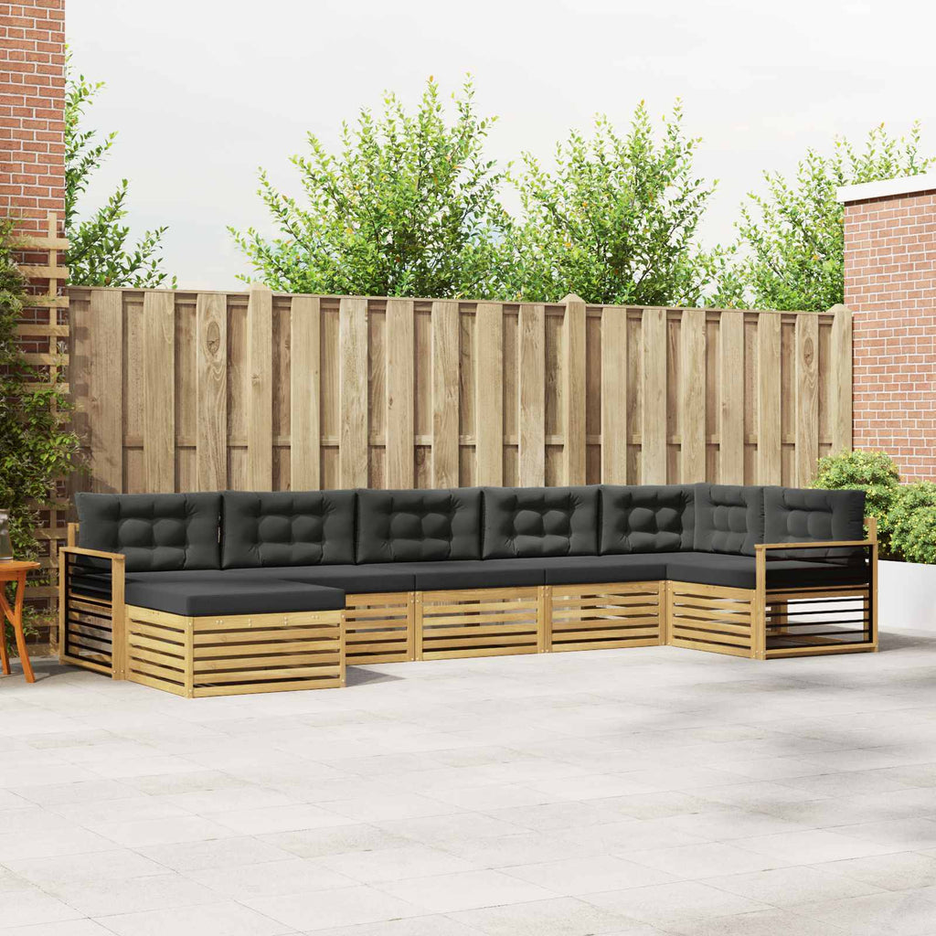Outdoor-Sofagarnitur mit Kissen 7 pcs Weiß und Anthrazit