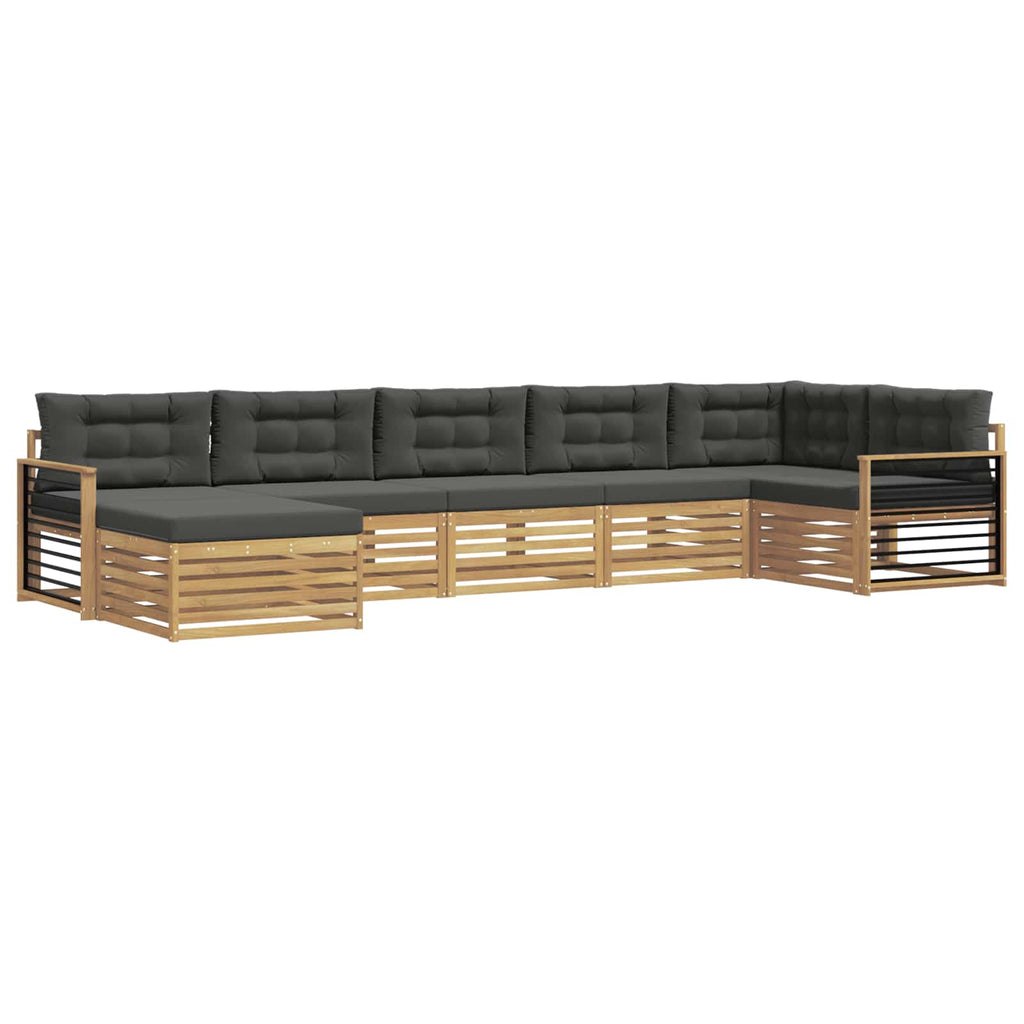 Outdoor-Sofagarnitur mit Kissen 7 pcs Weiß und Anthrazit