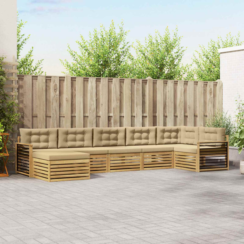 Outdoor-Sofagarnitur mit Kissen 7 pcs Weiß und Beige