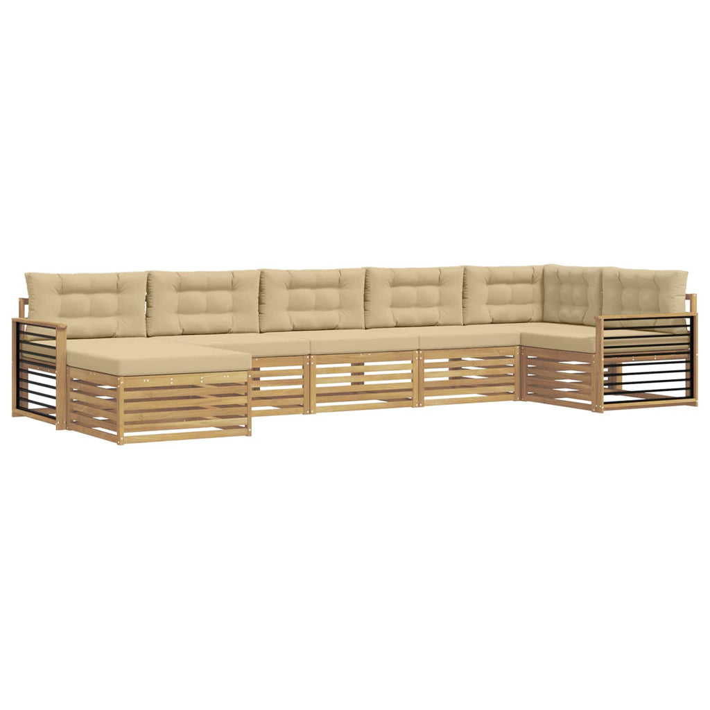 Outdoor-Sofagarnitur mit Kissen 7 pcs Weiß und Beige