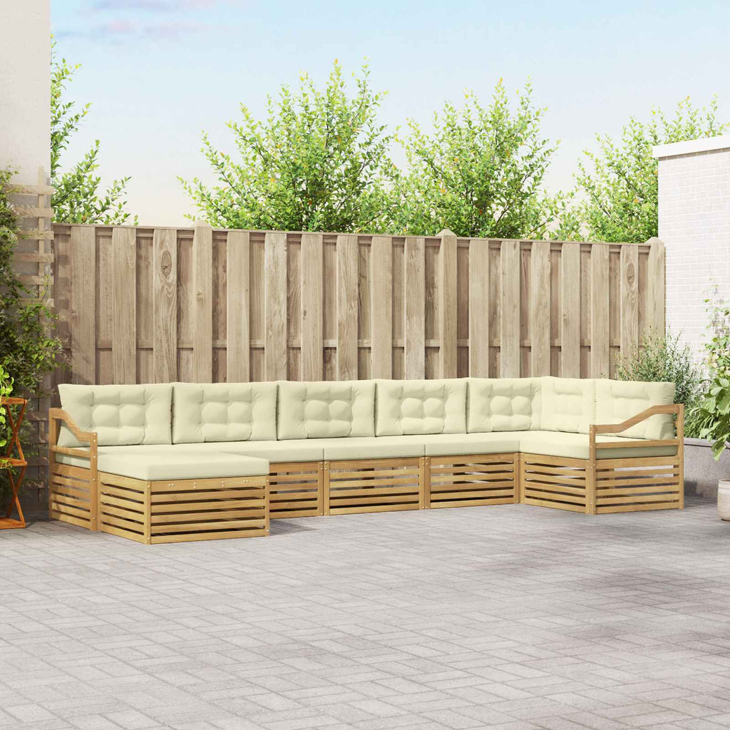 Outdoor-Sofagarnitur mit Kissen 7 pcs Weiß und Creme